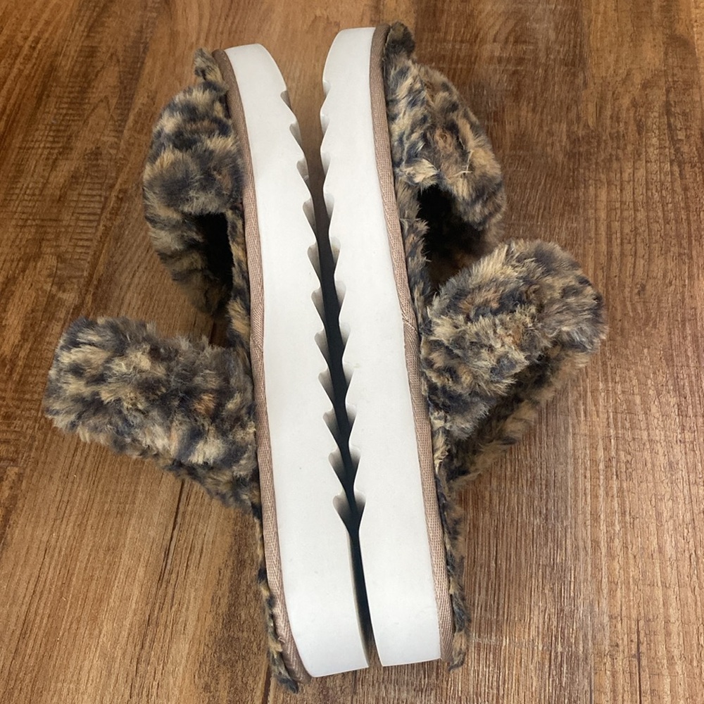 Koolaburra by UGG furr- Ah Cheetah brown & black Faux-Fur Slide Slippers size 11 - Picture 2 of 9